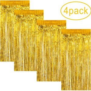 Gold Foil Fringe Curtains 4 Pack